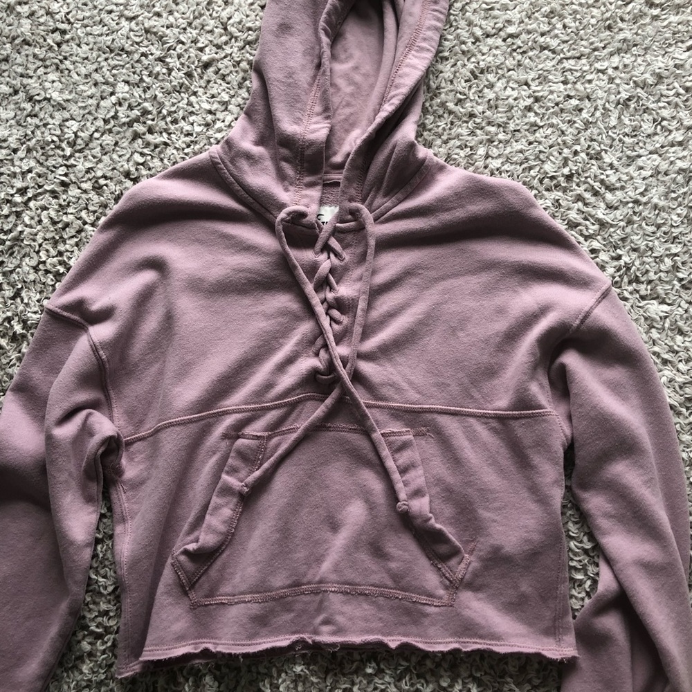 Cropped Lace-up Hoodie